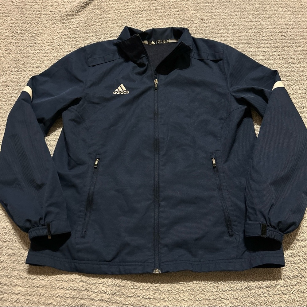 Adidas‎ Women's Full Zip Jacket Windbreaker Dark Blue Logo Size Large 2013 Light
